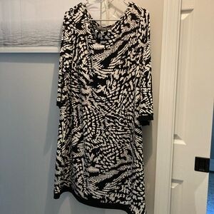 Calvin Klein Monochrome Abstract Long Sleeve Dress